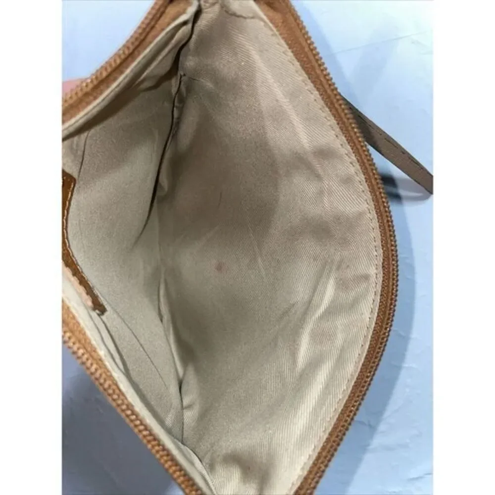 Valentina Leather Wristlet, Tan Made in‎ Italy 8x6